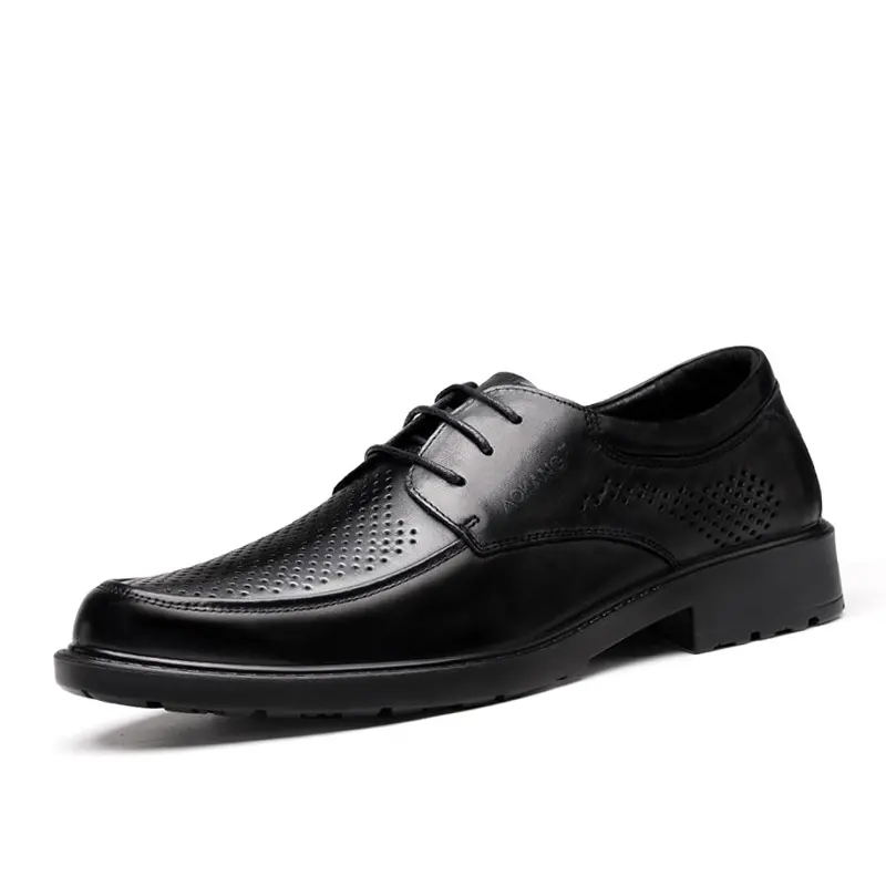 AOKANG hollow leather sandals, cow leather, thin, breathable and odor-proof, summer classic and versatile, lace-up, trendy, casual and business, formal leather shoes, men's black brown