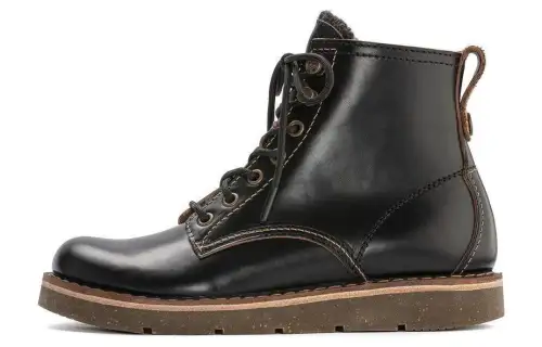 Birkenstock Birmingham Leather Short Mid Calf Combat Boots Men's Black Regular