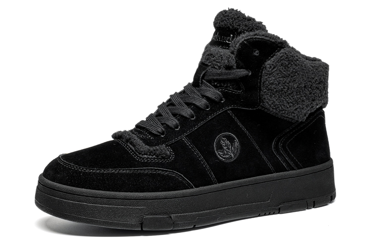 LEAVELAND Fleece Lined Thermal, Cow Suede, Vintage Minimalist Style Platform Casual Mid top Skateboard Shoes Men's