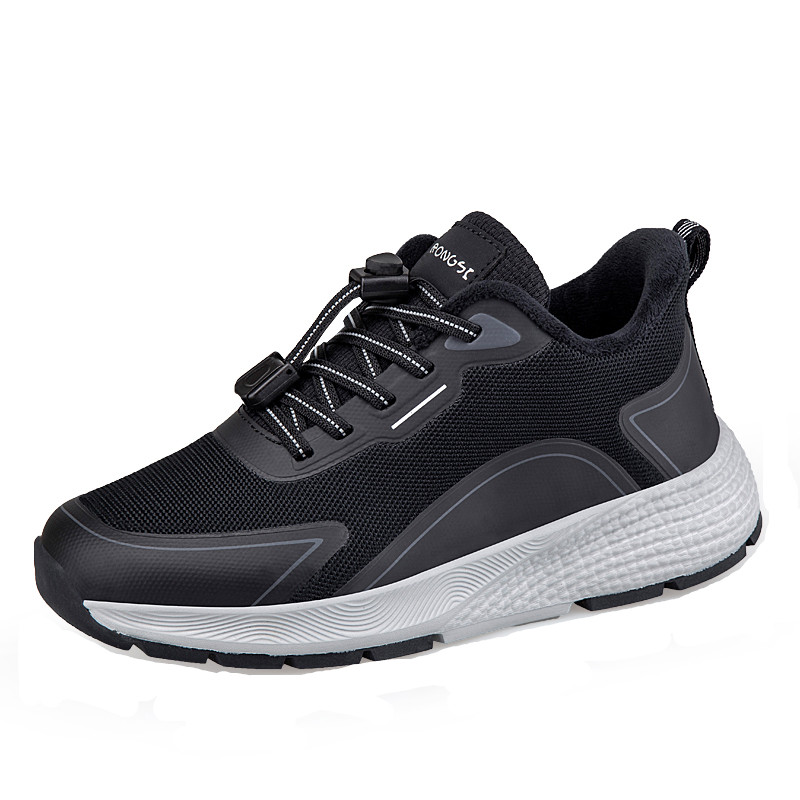 RONGSHI Winter Soft Sole Sports Fleece Lined Middle Aged And Elderly Comfortable Outdoor Walking Shoes
