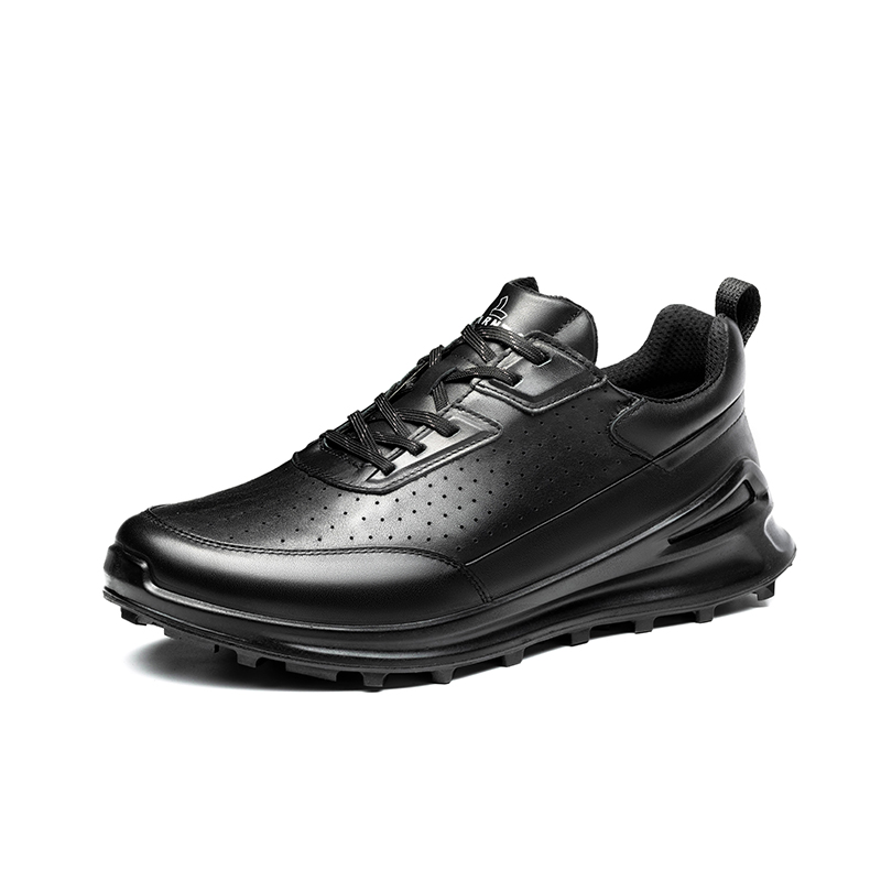 LAORENTOU Top Grain Cow Leather Low top Running Shoes Men’s Black