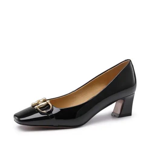 Chrisdien Deny Cow Leather Chunky Heel High Heels 4.5cm Women's Black