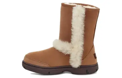 UGG Sheepskin Fashionable, Comfortable, Versatile, Elegant Fleece Lined Short Snow Boots Women's Apricot