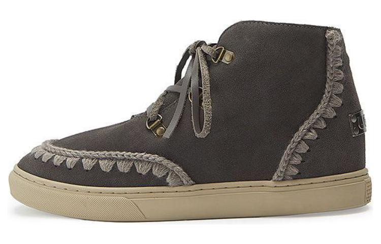 MOU Sheepskin Short Snow Boots Men's Dark Gray