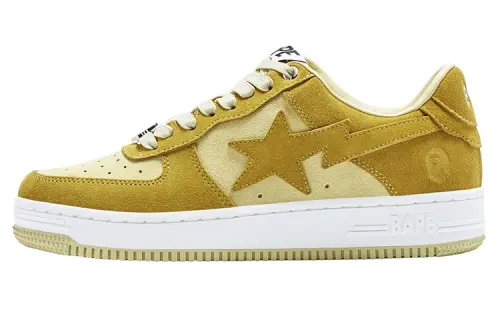 A BATHING APE STA Lace Up Low top Stylish Skateboarding Shoes Men's Yellow