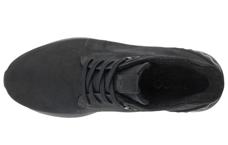 Ecco Ya Yue Elegant Leap Collection Cow Leather Comfortable Waterproof Coverage High top Running Shoes Men's Black