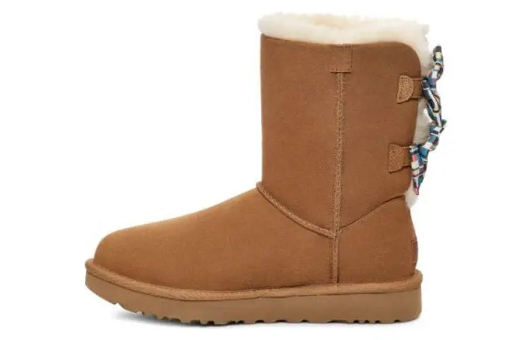 UGG Checkered Bow Snow Boots 'Brown' Women's