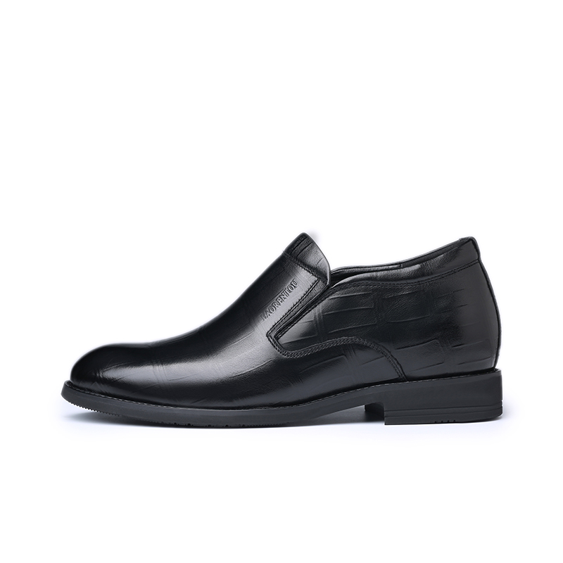 Old man's head LAORENTOU first-layer cowhide, 6CM taller, versatile husband's shoes, formal leather shoes, men's black