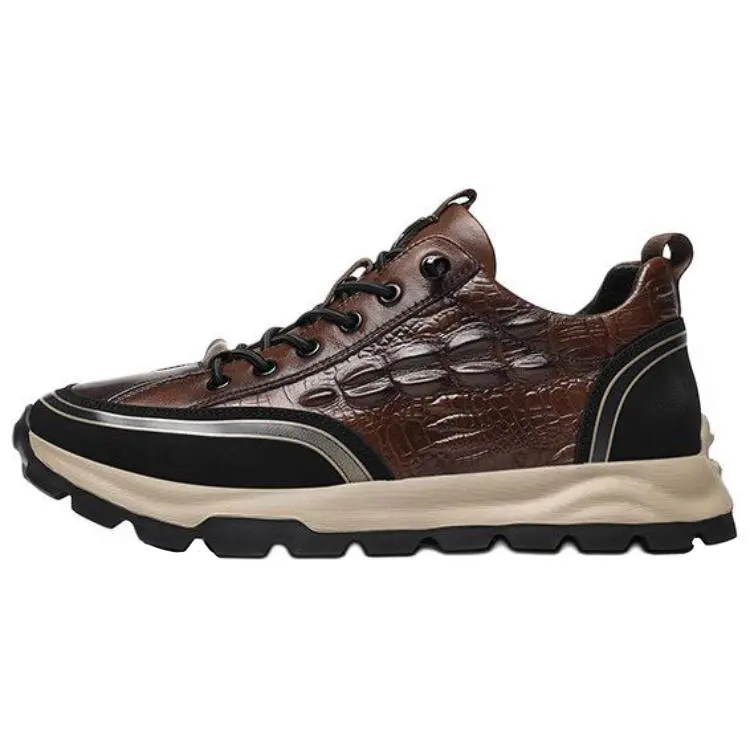 JANE HARLOW Synthetic Leather Non slip Lightweight Low top Casual Shoes Men's Brown