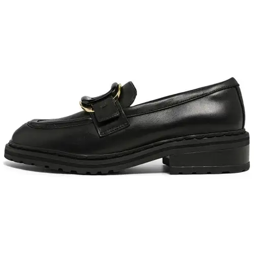 Clarks Cow Leather Loafers 4cm Women's Black