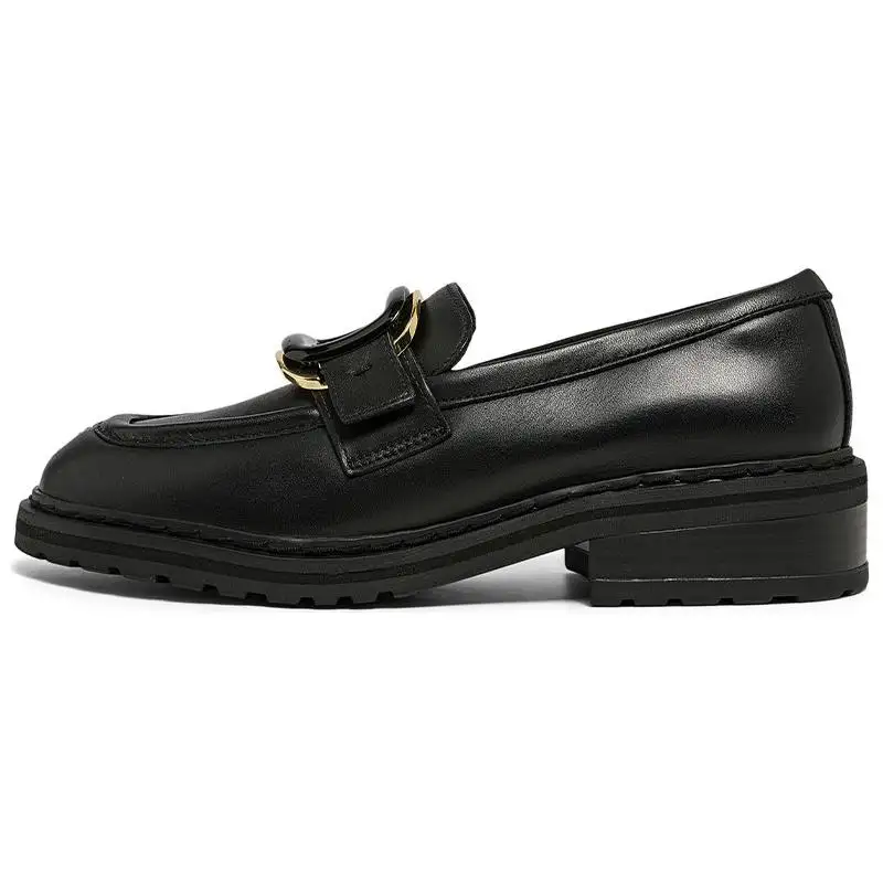 Clarks Cow Leather Loafers 4cm Women's Black