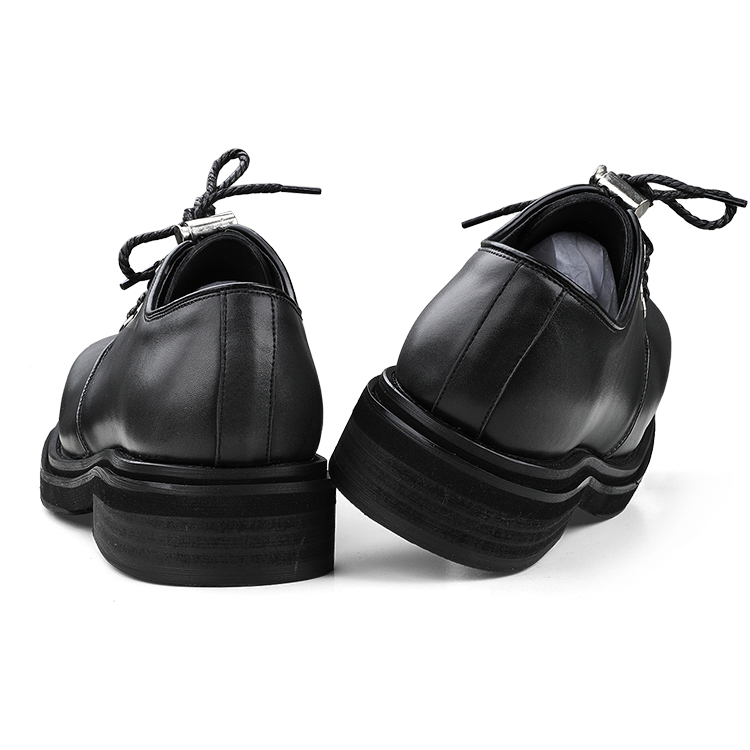 HANQIAORIJI Future Collection Cow Split Leather Casual Leather Shoes, Derby Shoes Men's Black