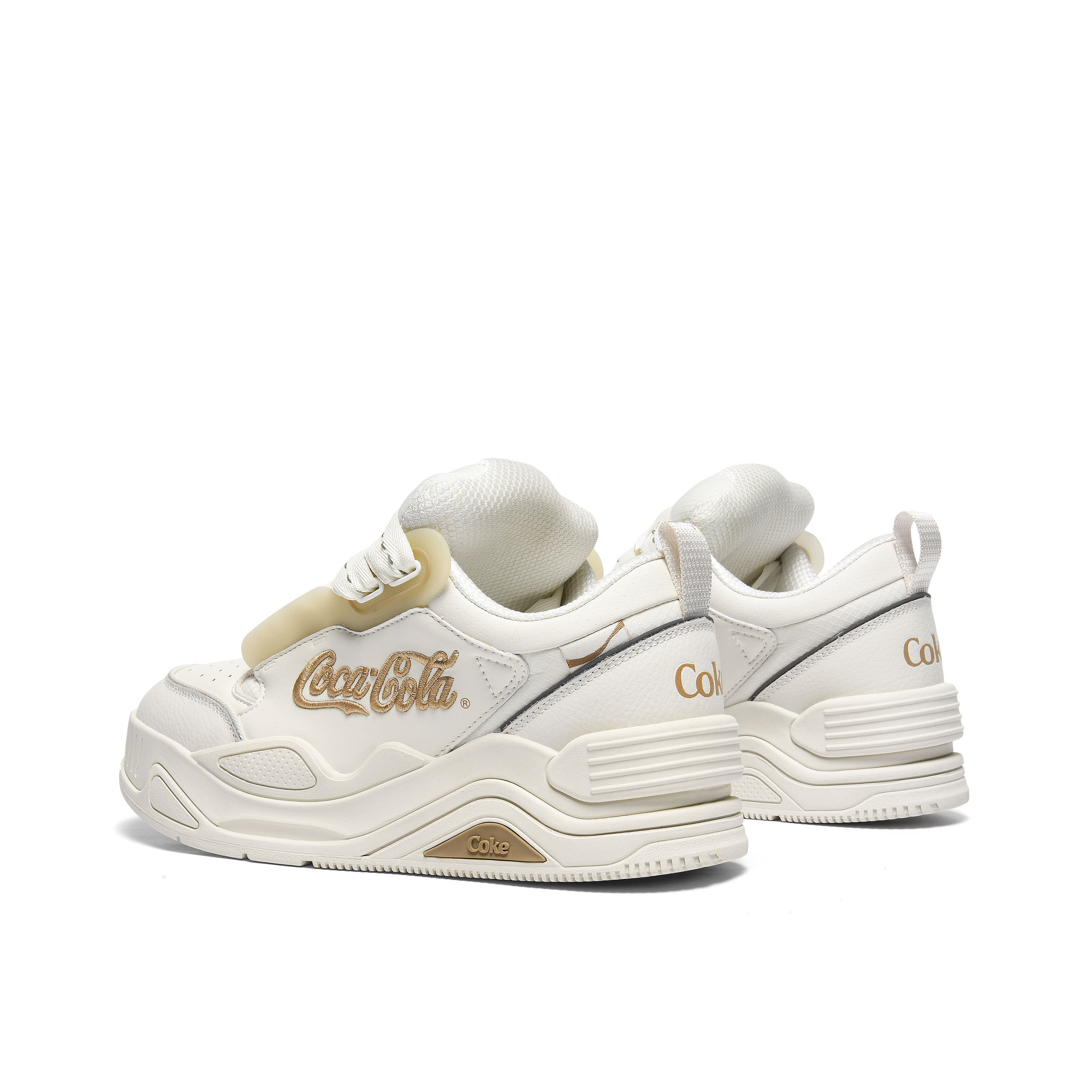Coca Cola Puffy Shoes Low top Stylish Skateboarding Shoes Unisex White