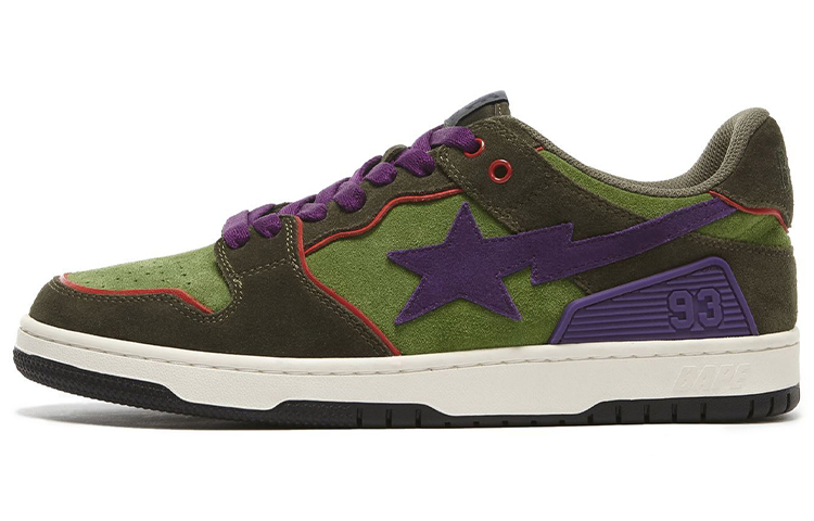Мужские кеды A BATHING APE SK8 (зелено-фиолетовые)