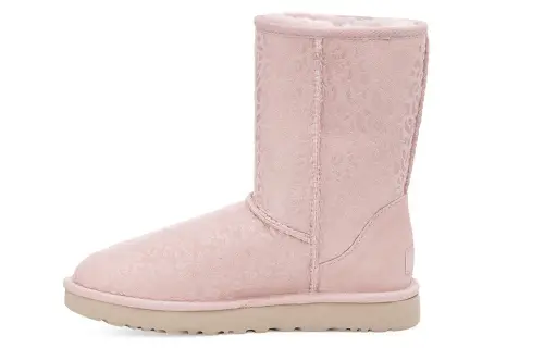 UGG Classic Short Snow Leopard Fleece Lined Pink Women's