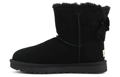 UGG Mini Bailey Bow Velvet Ribbon 2.0 Fleece Lined Black Women's