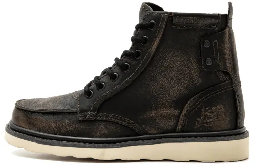 CAT Bravado Top Grain Cow Leather Short Combat Boots Men's Black