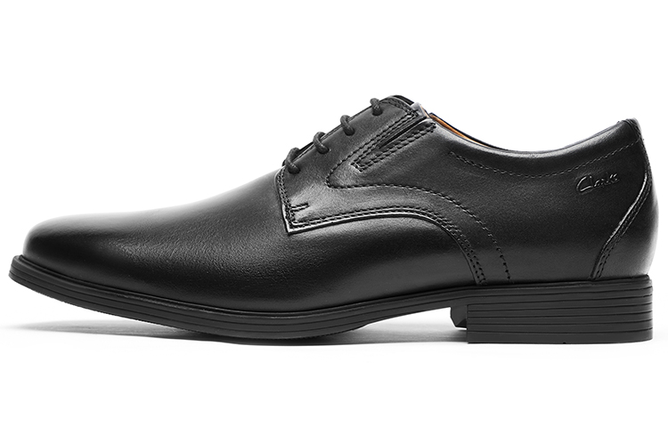 Clarks Qile Fashionable British Classic Business Derby Shoes Formal Leather Shoes Men's Black