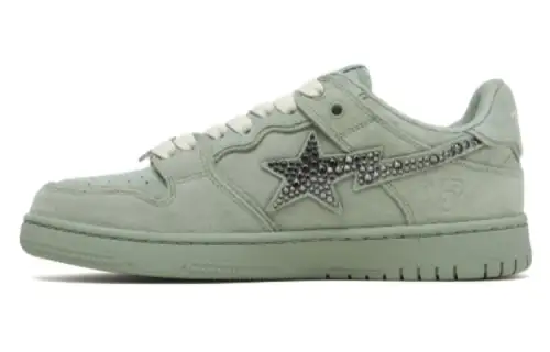 A BATHING APE SK8 STA Suede Abrasion Resistant Low top Skateboard Shoes Women's Green