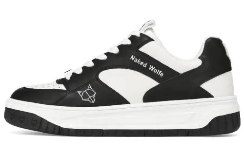 Naked Wolfe Hyde Leather Lace Up Low top Stylish Skateboarding Shoes Women's Black White