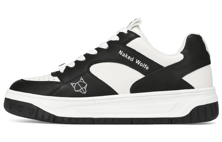 Naked Wolfe Hyde Leather Lace Up Low top Stylish Skateboarding Shoes Women's Black White