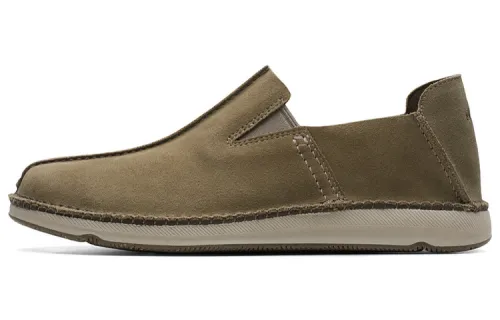 Clarks Gauss Collection Cow Split Leather Low top Casual Shoes Men's Olive Green