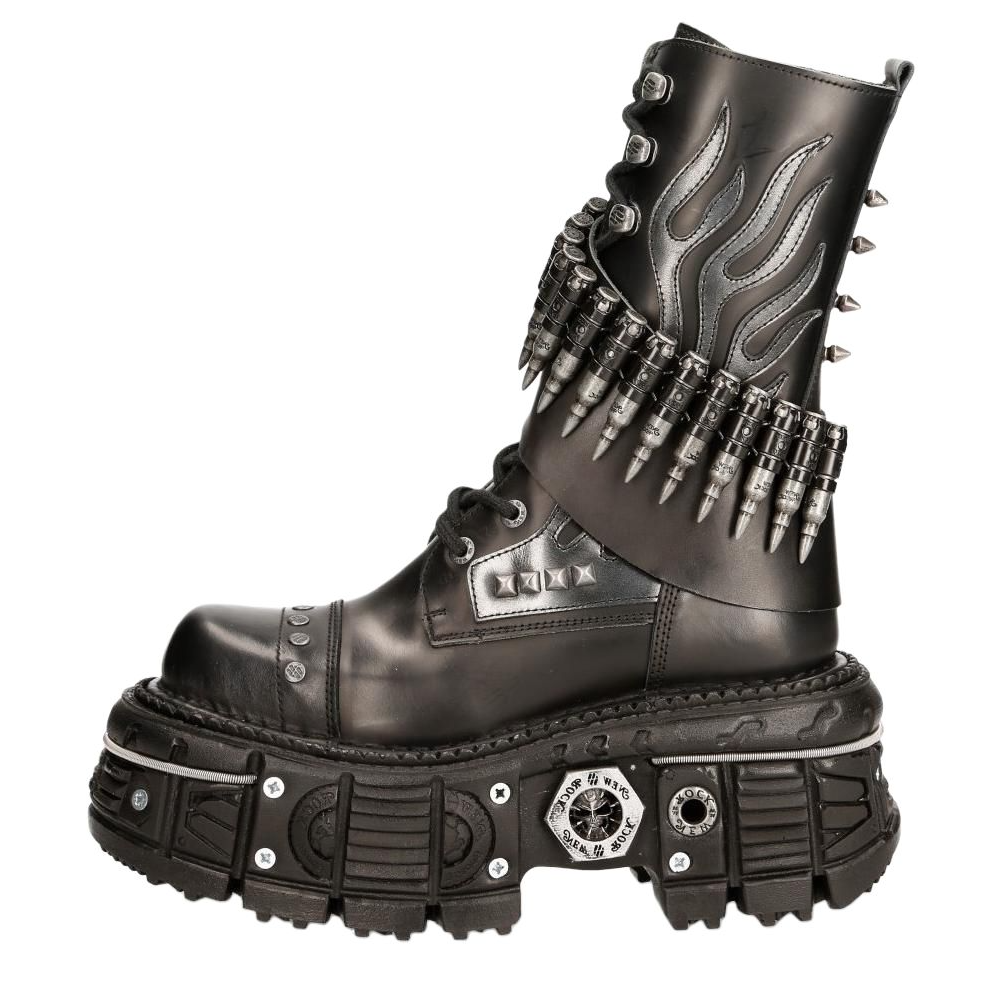NEW ROCK Crew Combat Boots 9cm Unisex Black