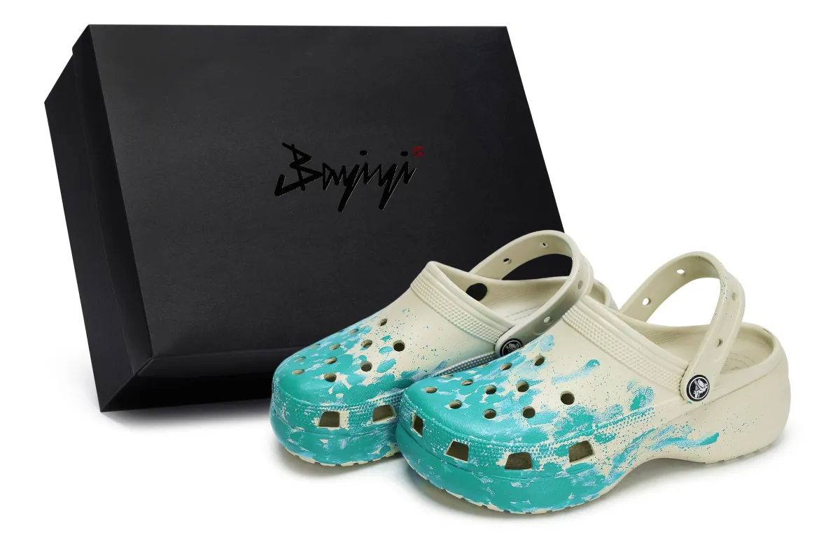 Crocs Classic Platform Clog 811 Manufacturing, Encounter Live, Special Shoe Box Clogs Women's Bone White Tiffany