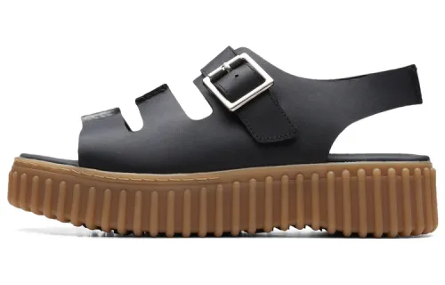 Clarks Tuoqiu Collection Cow Leather Beach Sandals Women's Black