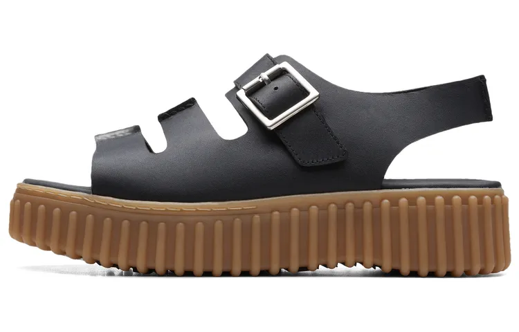 Clarks Tuoqiu Collection Cow Leather Beach Sandals Women's Black