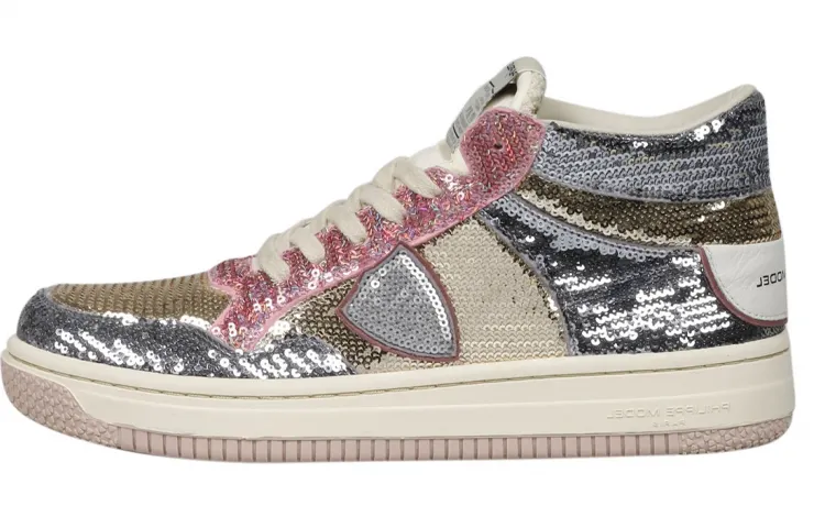 PHILIPPE MODEL Casual Shoes Women's Mid Top Silver/Pink
