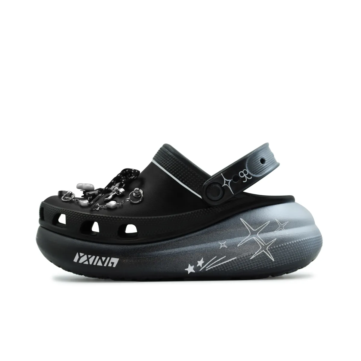 Crocs Classic Crush Clogs Unisex Black Silver