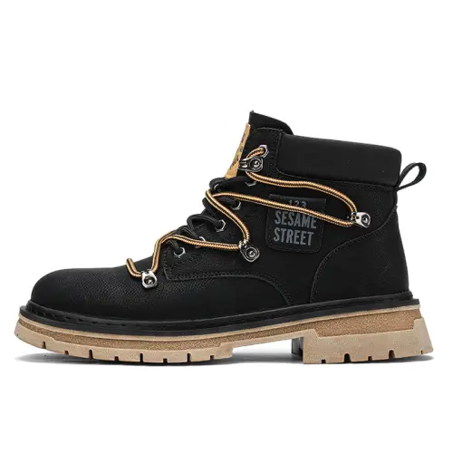 SESAME STREET Sesame Street wear-resistant, height-increasing, comfortable and versatile thick-soled shoes, trendy short-tube Martin boots for men