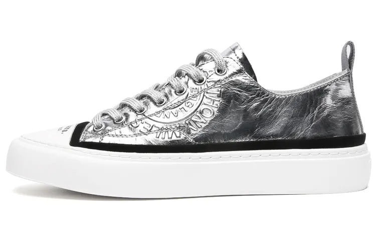 Anthony Miles Cow Leather Stylish Skateboarding Shoes Men's Silver