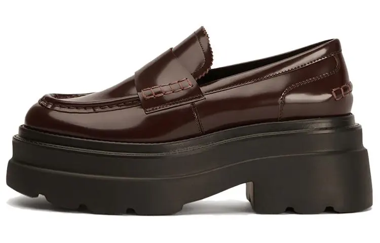 Tony Bianco Top Grain Cow Leather Loafers 7.5cm Women's Brown