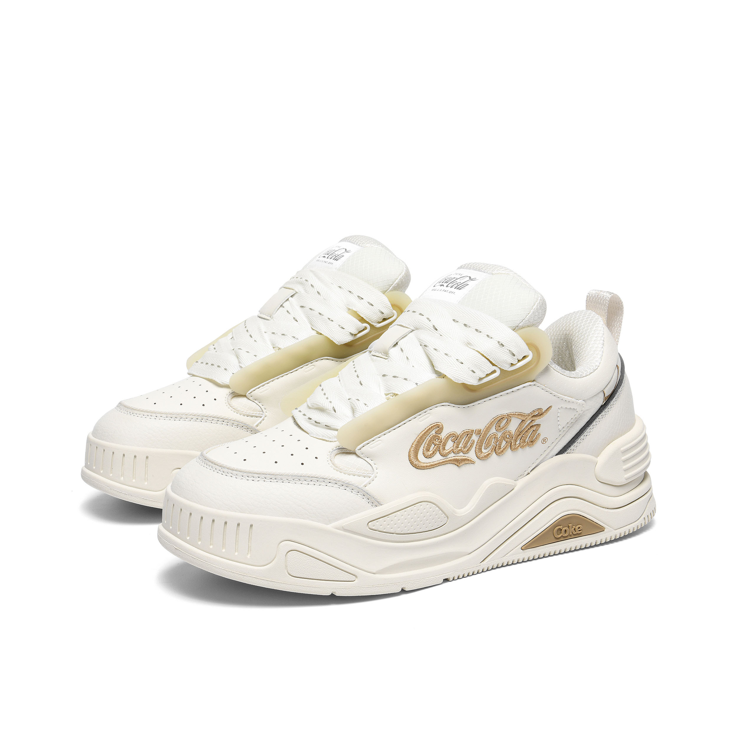 Coca Cola Puffy Shoes Low top Stylish Skateboarding Shoes Unisex White