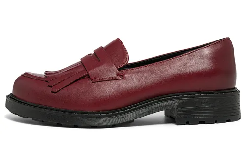 Clarks Joyful Music Leather Platform Shoes Women's Chestnut Umber
