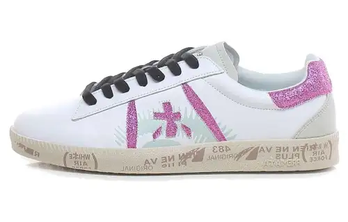 PREMIATA Leather Stylish Skateboarding Shoes Women's White Pink