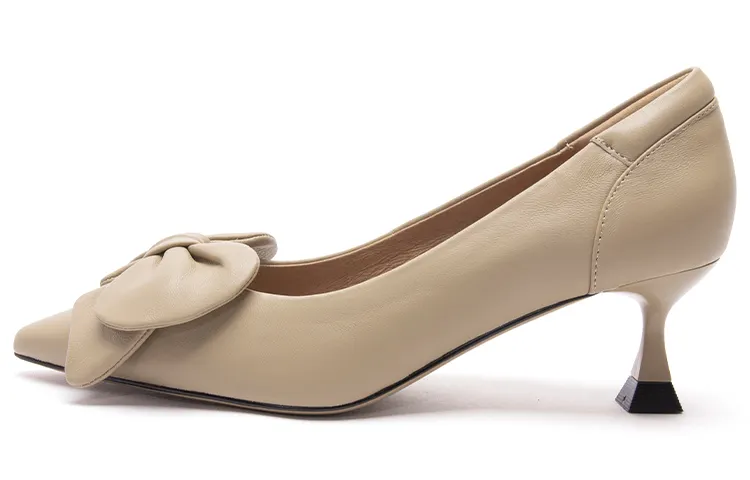 PACO GIL Sheepskin Slim Heel High Heels 5CM Women's Beige Brown