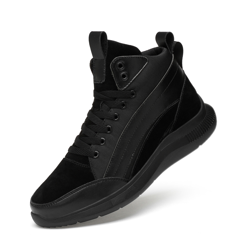 Mansion Bull Cow Split Leather Cushioning Height Increasing High top Running Shoes Men’s