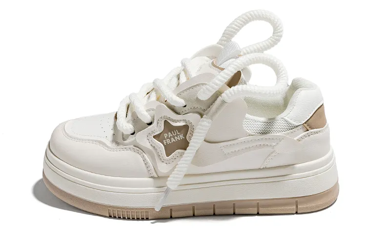 PAUL FRANK Slip Resistant Abrasion Resistant Low top Skateboard Shoes Women's White