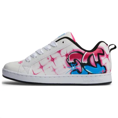 DC Shoes Leather Low top Skateboard Shoes Women's White Rose