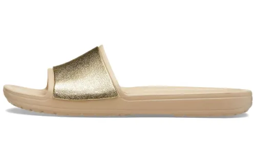Crocs Sloane Shine Low Slide Minimalistic Casual Flat Brown Gold Color Slippers 'Brown Gold' Women's