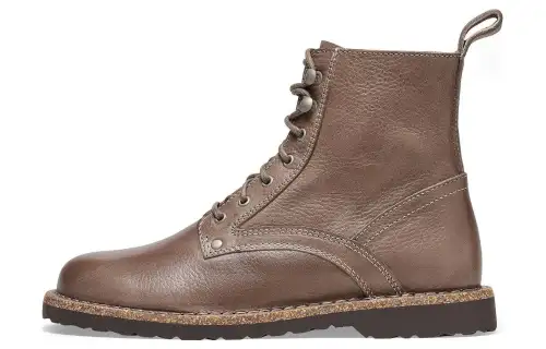 Birkenstock Leather Short Mid Calf Combat Boots Unisex Taupe Narrow
