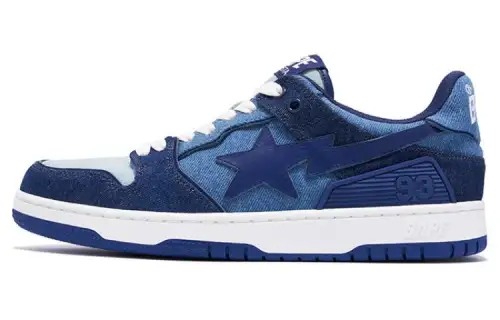 A BATHING APE SK8 STA Textile, Leather Low top Skateboard Shoes Women's Dark Blue