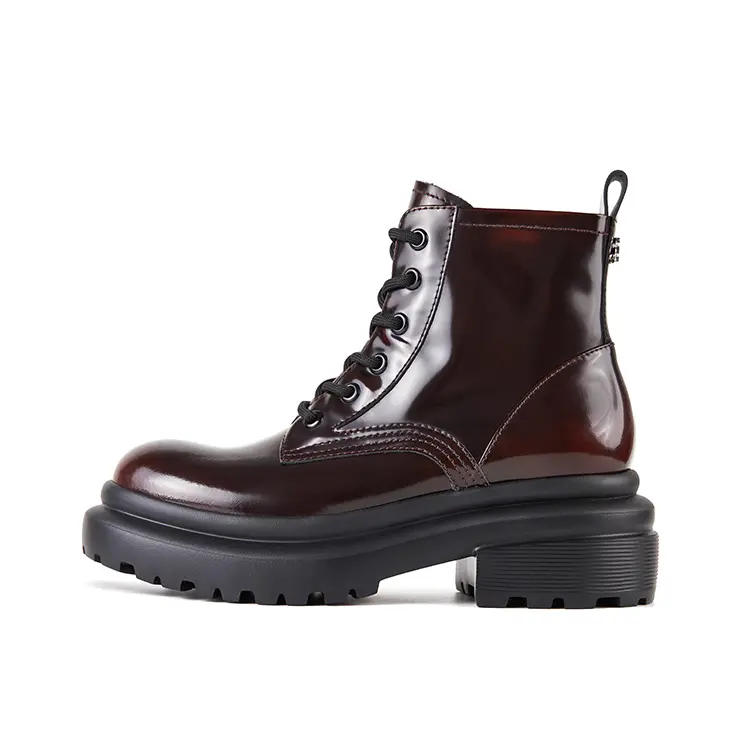 Marie Claire Short Combat Boots 6.5cm Women's Truffle Wine Brown