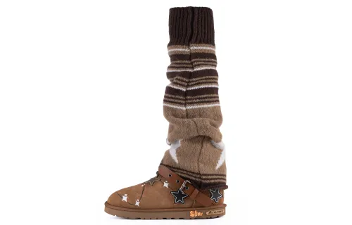 UGG CLASSIC MINI ADCDAVINCI Custom STAR Short Snow Boots Women's Brown