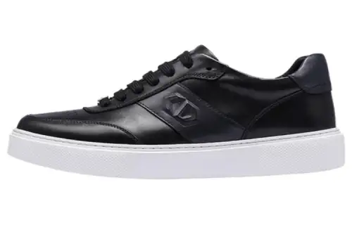 Chrisdien Deny Top Grain Cow Leather Slip Resistant Low top Skateboard Shoes Men's Black