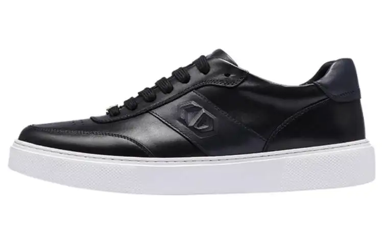 Chrisdien Deny Top Grain Cow Leather Slip Resistant Low top Skateboard Shoes Men's Black
