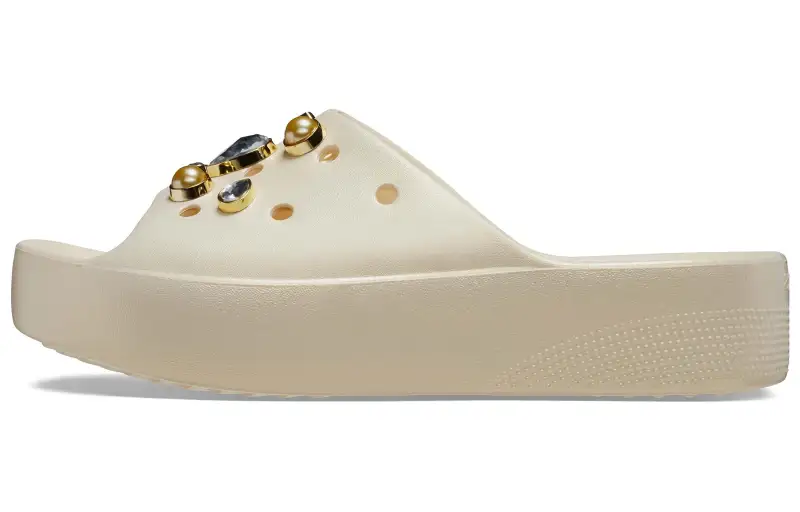 Crocs Classic Crystals Pearls Platform Slides 'White' Women's